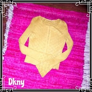Dkny Gold Shimmer Button Up Cardigan